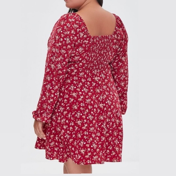 Plus Size Floral Mini Dress - Picture 4 of 5